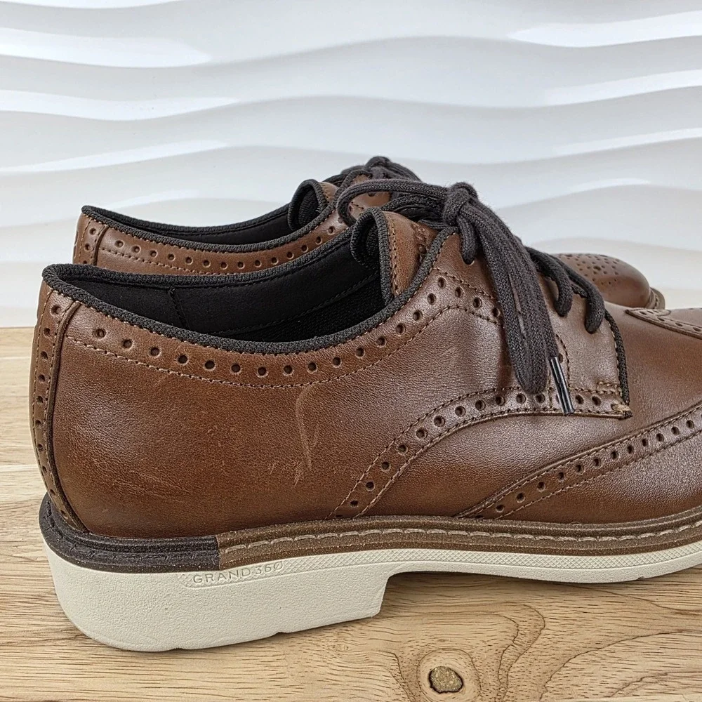 Cole Haan Go-To Wingtip Oxford Shoes Mens 8 M British Tan Leather Brogue C34120